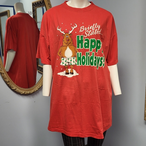 🎅 Reindeer in Boxer Shorts Vintage 80s Christmas t-shirt OSFA 2xl 3xl - Picture 2 of 3